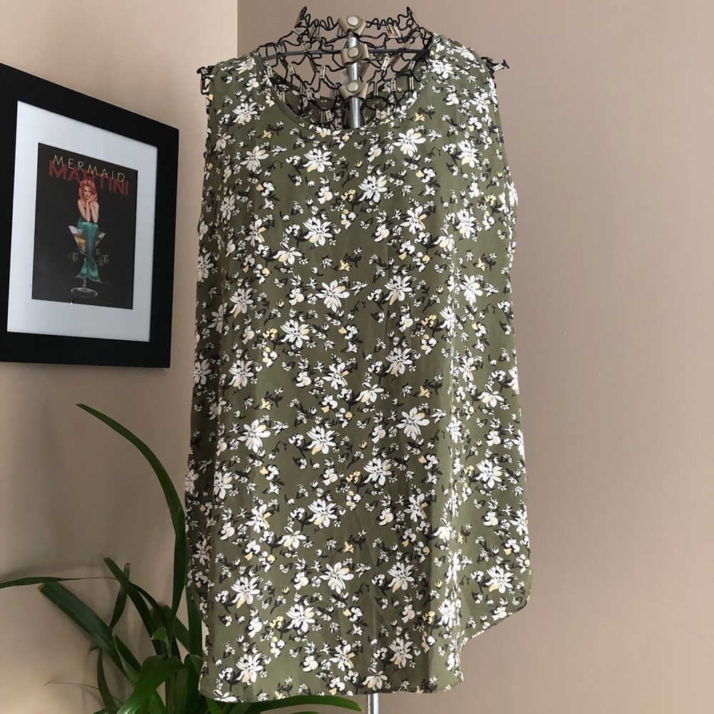 Sage green sleeveless blouse